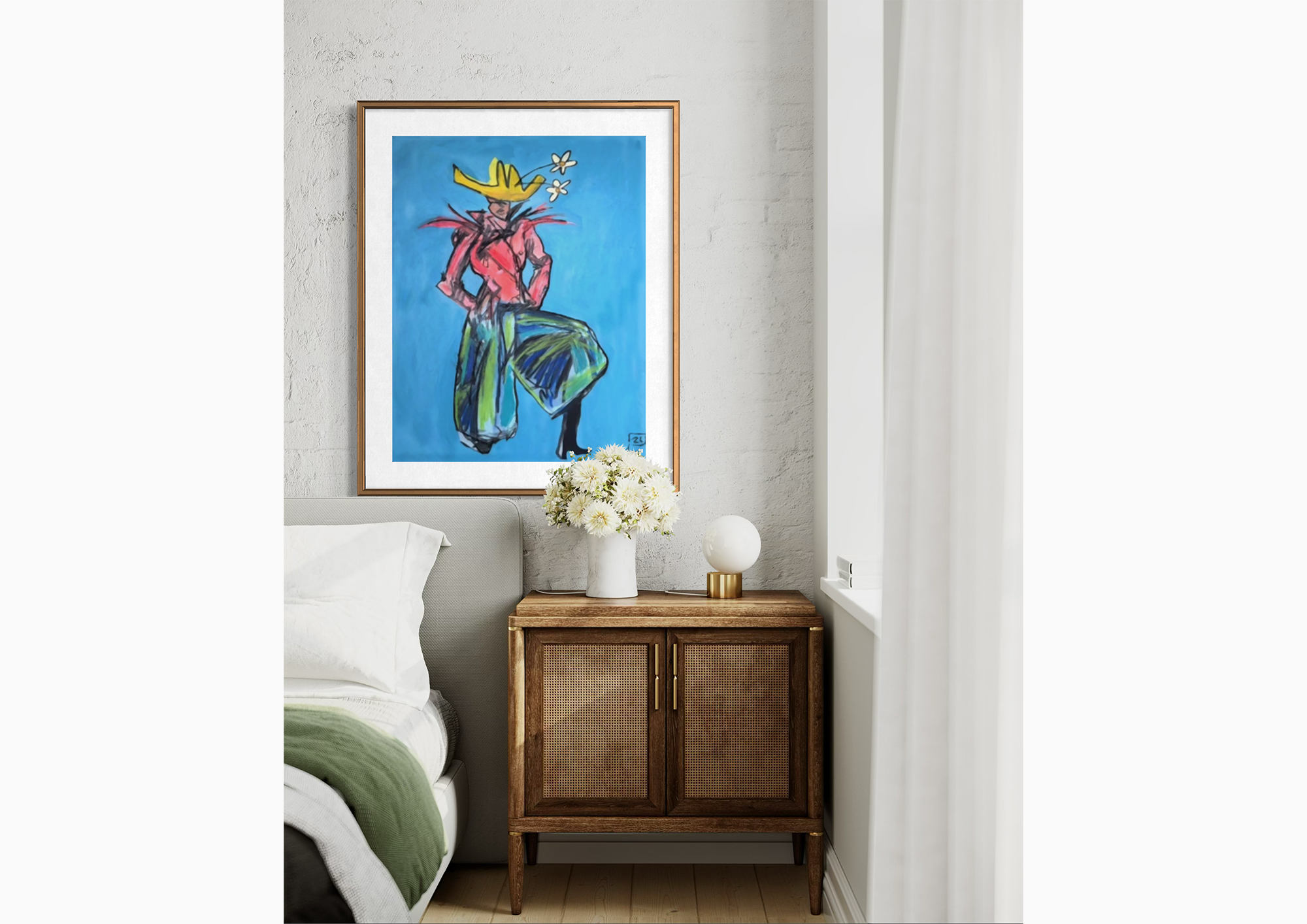High Fashion Cow Girl (Print) displayed in a room