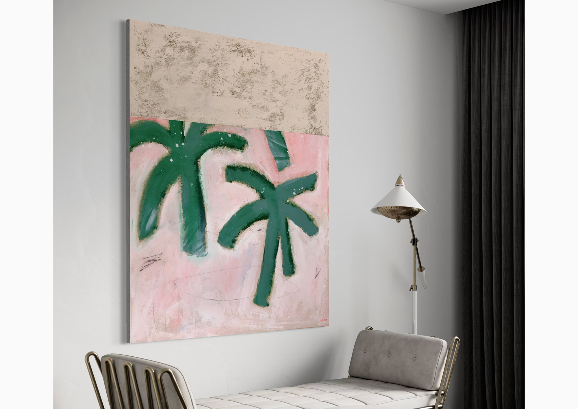 Pink George displayed in a room