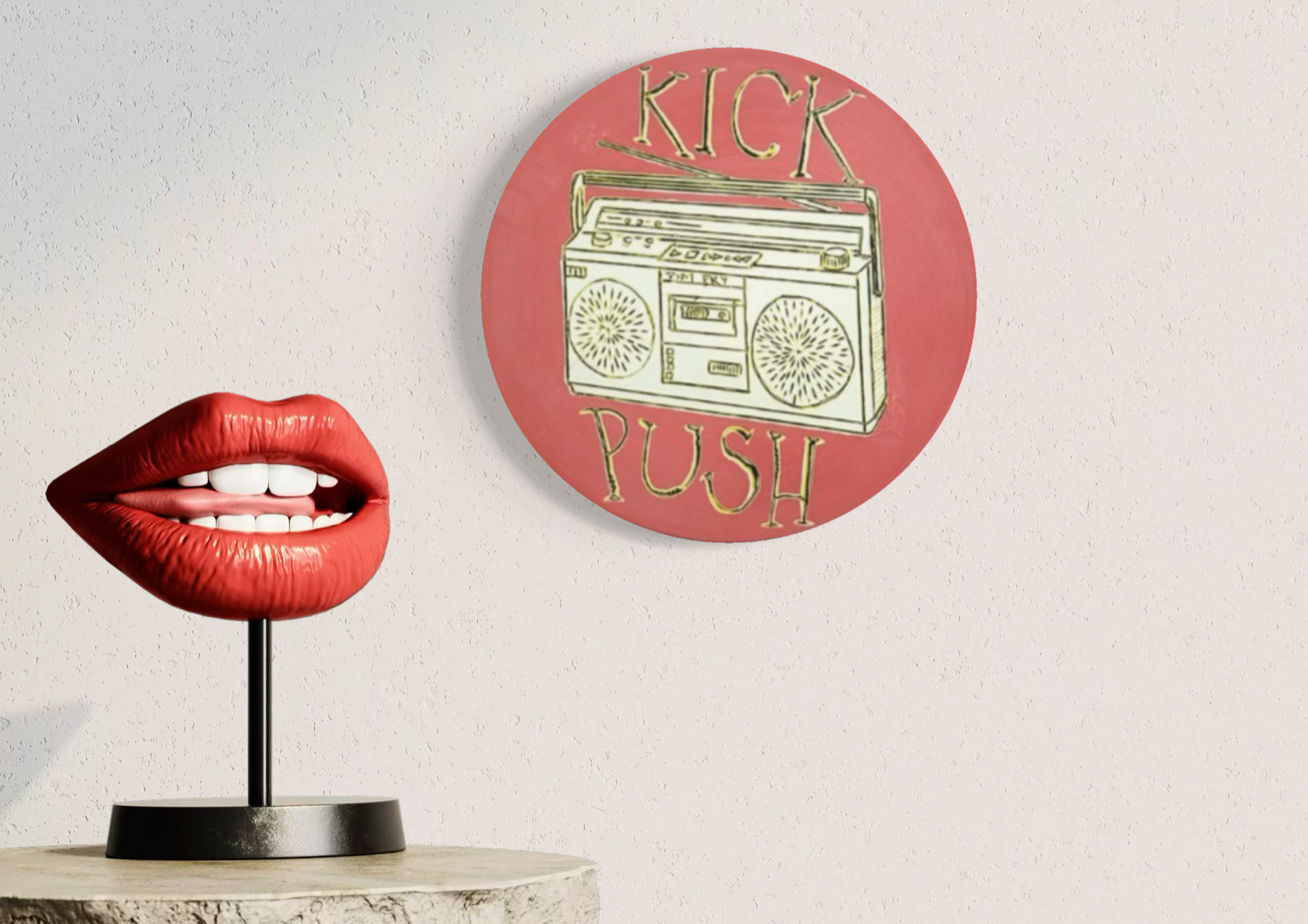 Kick Push displayed in a room