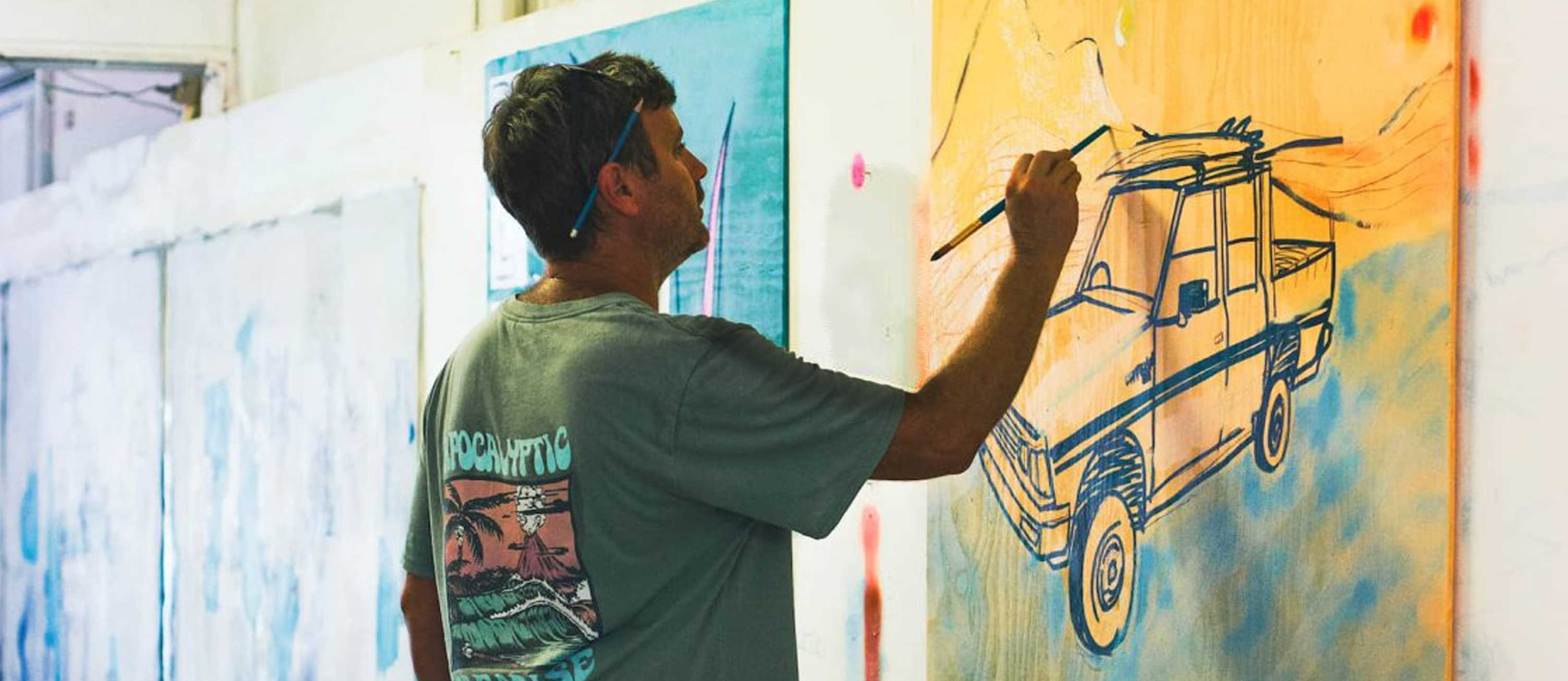 Tim Fry working in his studio